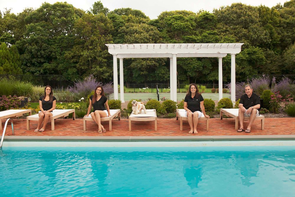 Family by the pool