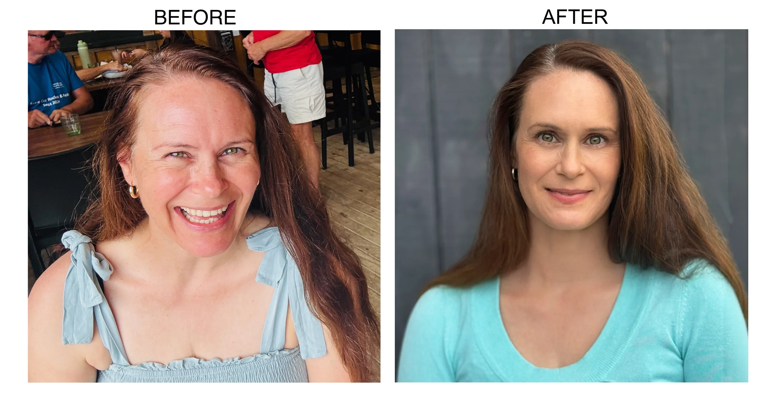 Veronica's before and after headshot photographs