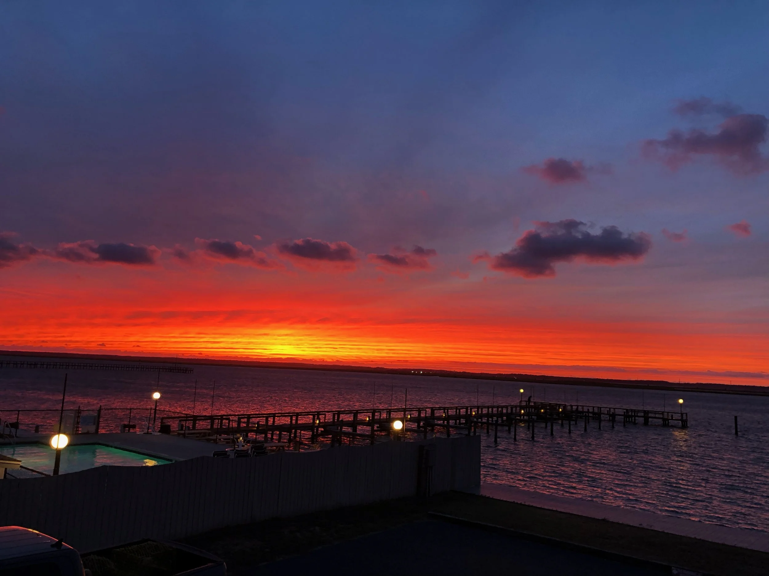 An incredible sunset from deck of Farm to Bay