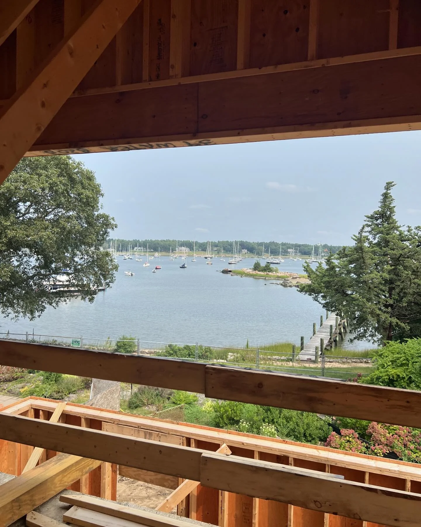 Views from our Water Street project.  Lots of progress being made! 
.
.
.
#projectwaterst #em_condon_design #saltonstallarchitects #waterfront #customhomes #coastalliving #coastaldesign #sippicanharbor #marionma