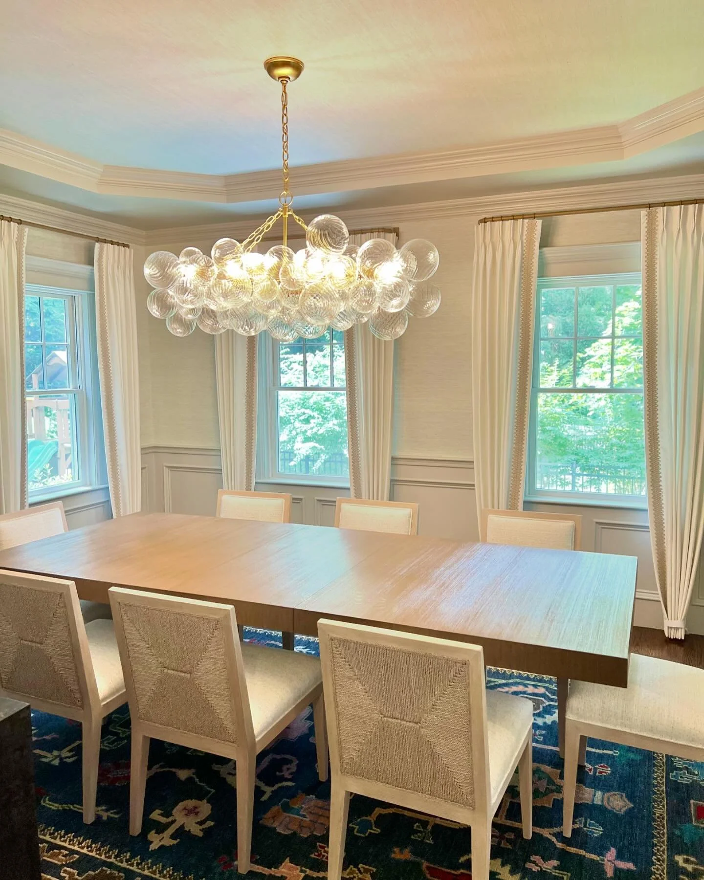Putting the finishing touches on this dining room. When these clients left the city, they reached out for help with their new home in the burbs. It’s such an honor to work with repeat clients, especially those who love to take risks with color.