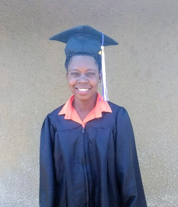Gladys, Class 8, graduated with a certificate in Catering/Bakery and Salon, from the Lukome Center, Lukodi, Uganda