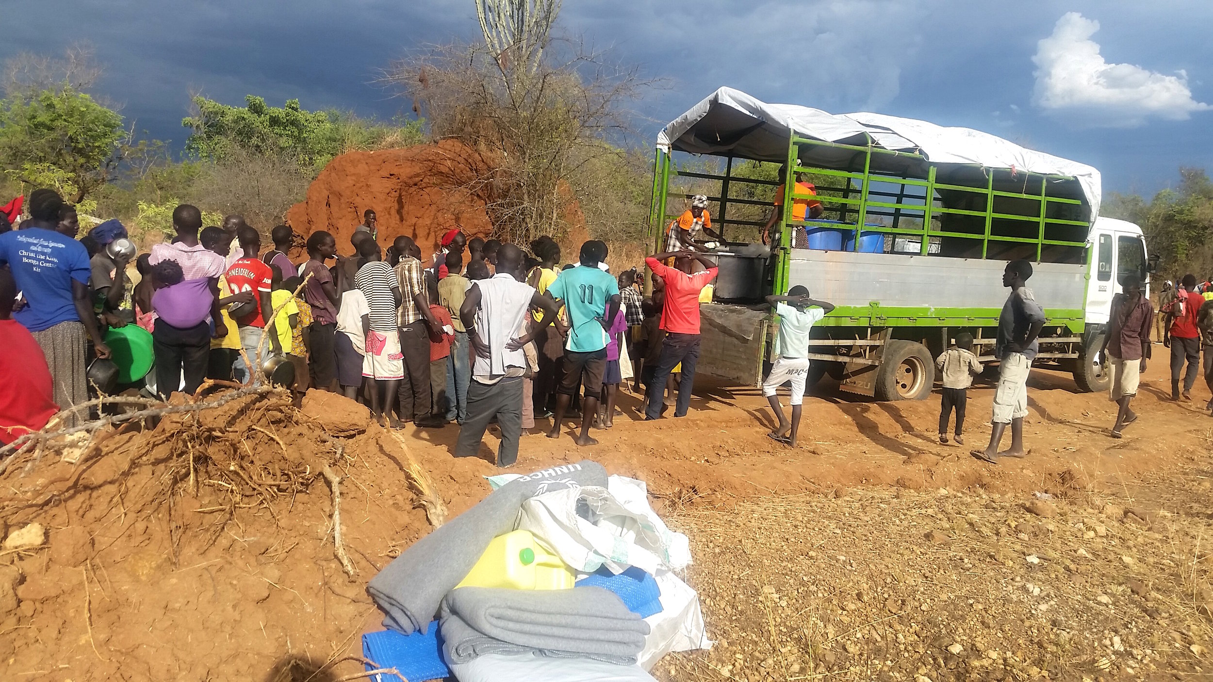 Hot beans and cornmeal are given out to those classified as "highly vulnerable" - the sick, elderly, disabled, orphaned and widowed - but there is never enough to give.