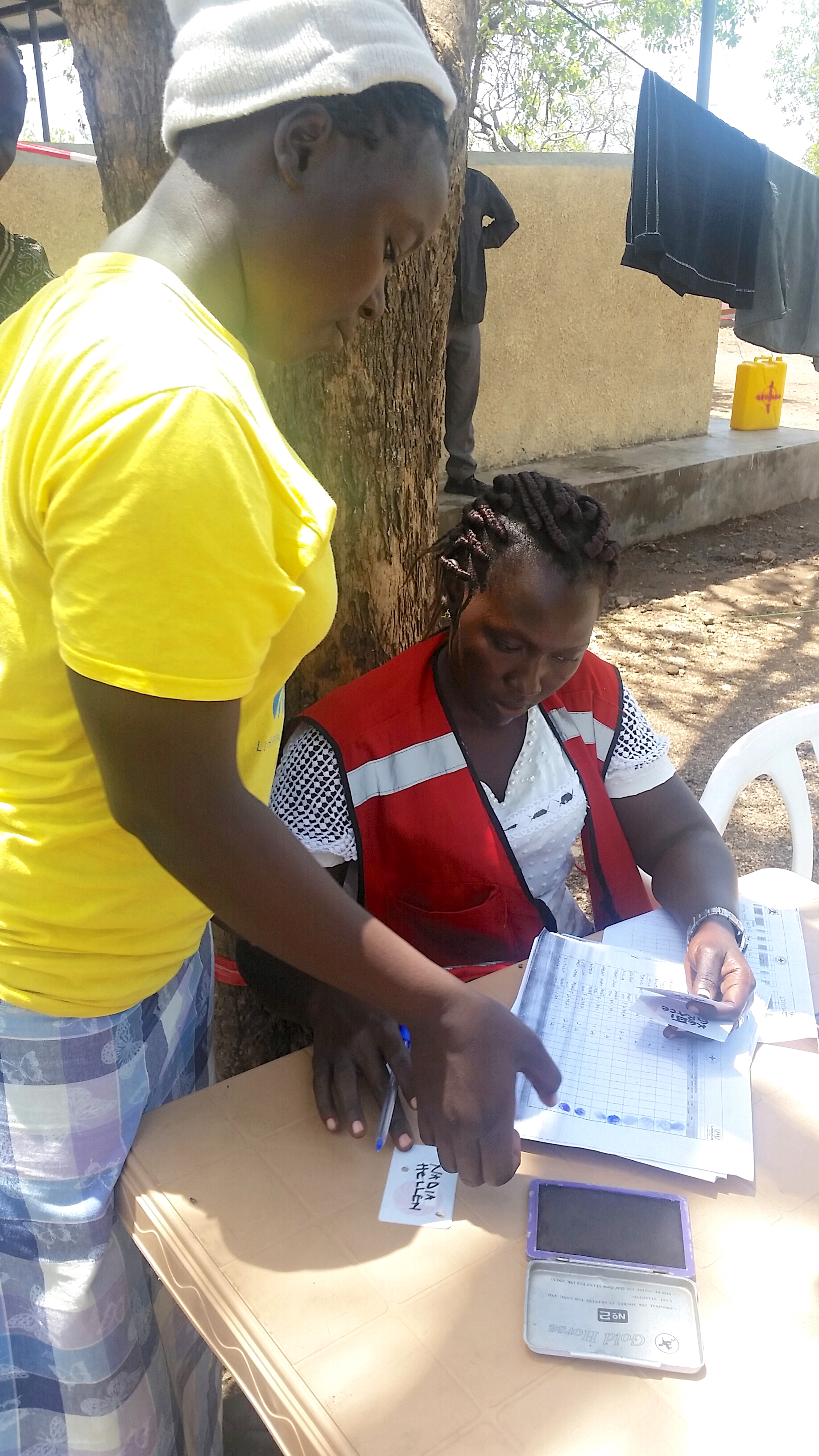 ChildVoice student Nadia registers as a South Sudanese refugee, having joined the program in March, 2016, before war broke out in South Sudan. Now the majority of her community from the city of Yei has fled to the camps in Uganda for safety.