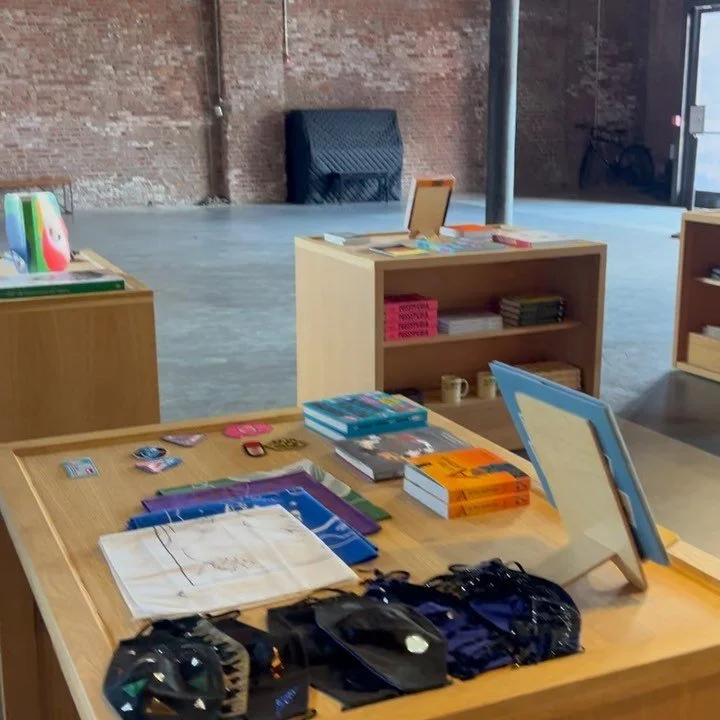 Our friendly neighbor @pioneerworks exhibiting @evandesmondyee @pandemorial project and swipe for @joelseigle refreshed bathroom stall doors.