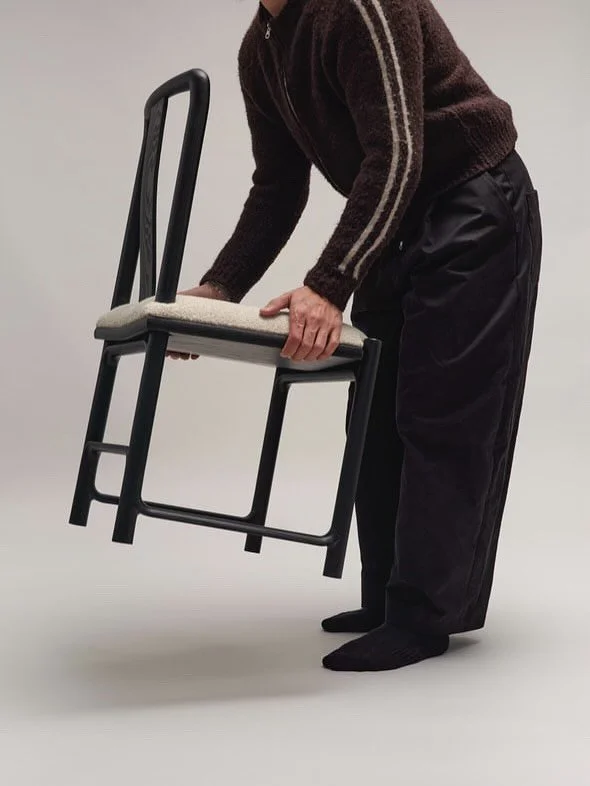 The Ama Dining Chair by our newest member @thomasyangstudio 

In his words:
The Ama Dining Chair, is the continuation of the Delicate but Tough (2024) side chair. This chair, Mouton Noir (Black Sheep) speaks to the life of my Ama. To her being told s