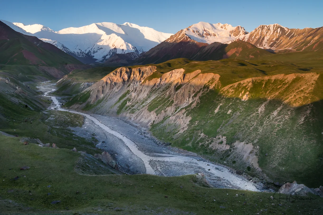 Peak lenin in the background. Sunrise in the Alay region