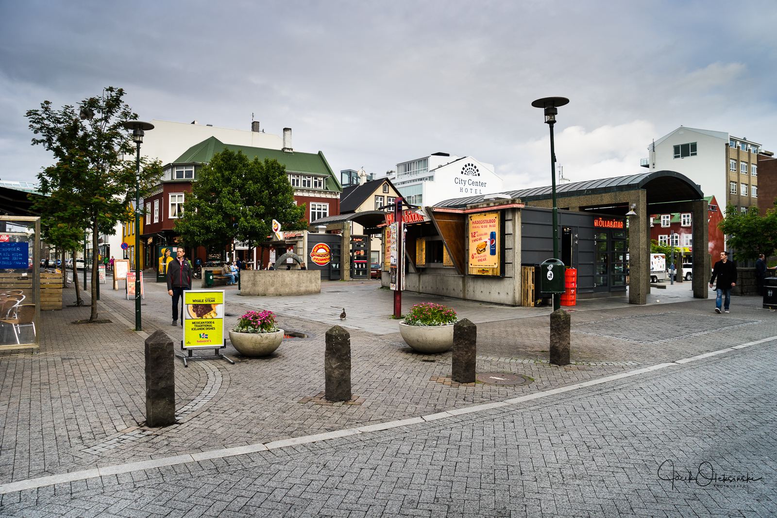 The city center with fast food restaurants