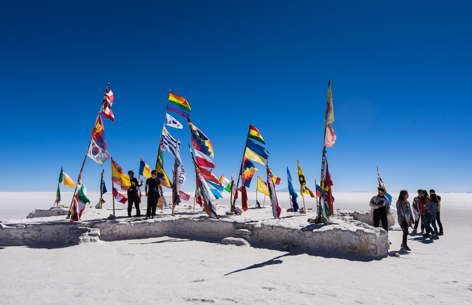 International flags outside the hotel