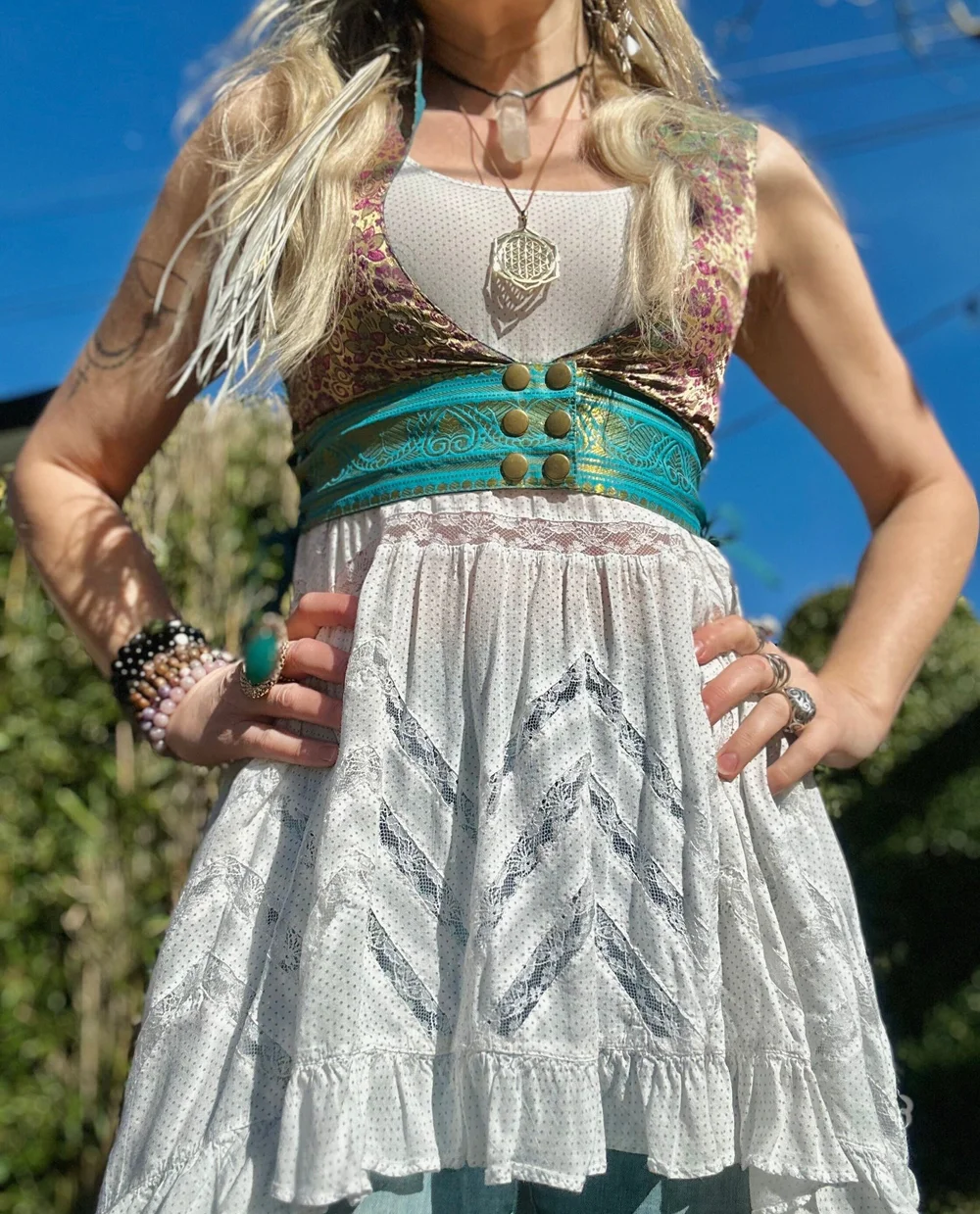 Green Shiny Boho Vest — Love Prema