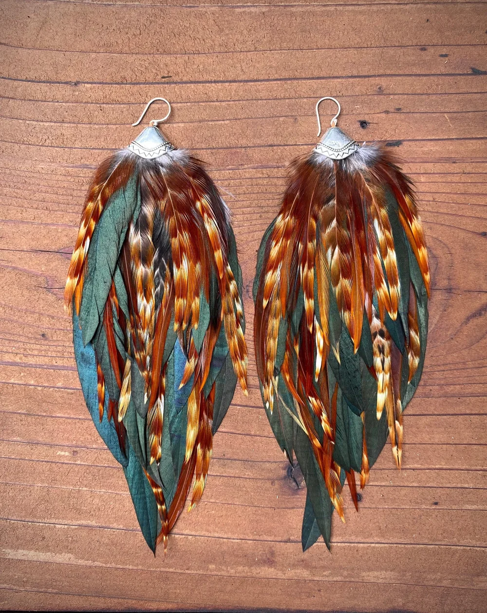 Brown Feather Earring, Boho Feather Earrings, Long Feather