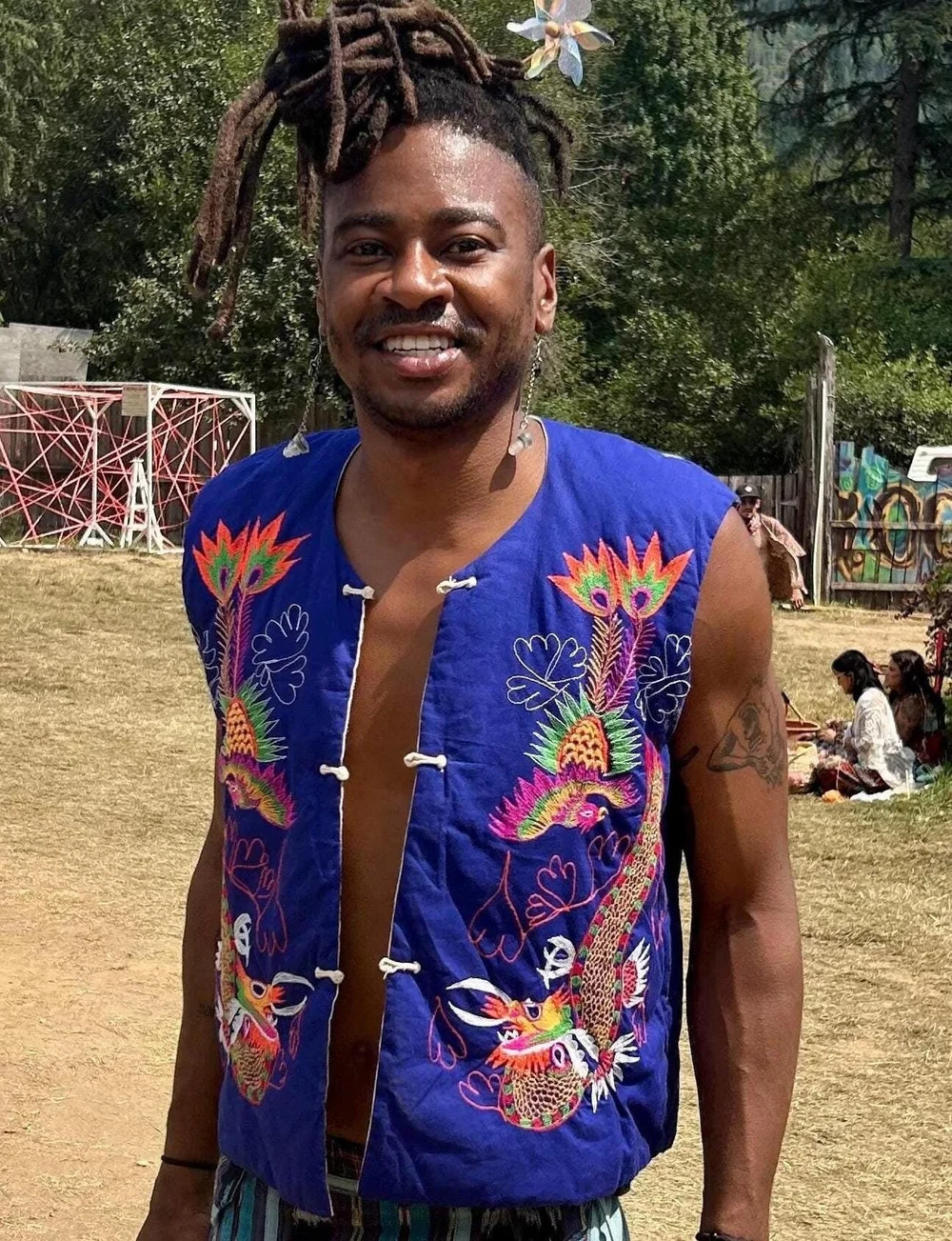 Mens Blue Embroidered Vest, Mens Blue Waistcoat, Mens Boho vest, One of a  kind Mens dress vest, Mens Festival vest, Hippie Festival vest — Love Prema