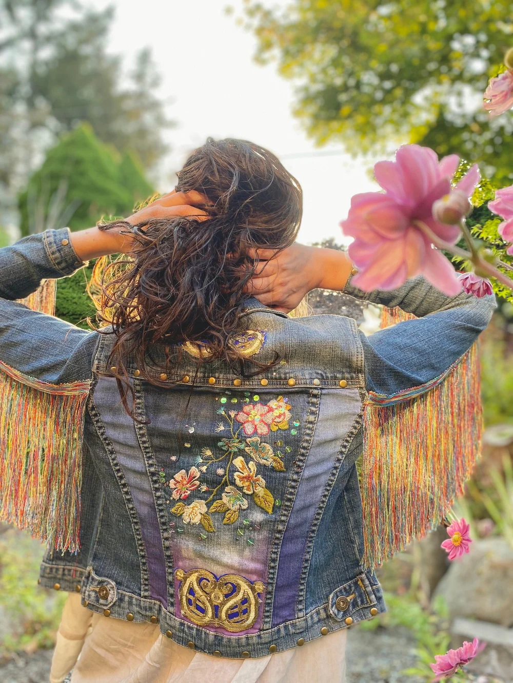 Embellished Hippie Jacket Jean Jacket Custom Jean Jacket Made To