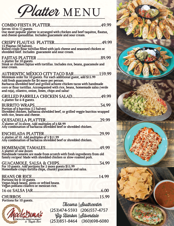 Tacoma Order Form — Moctezuma's Mexican Restaurant and Tequila Bar