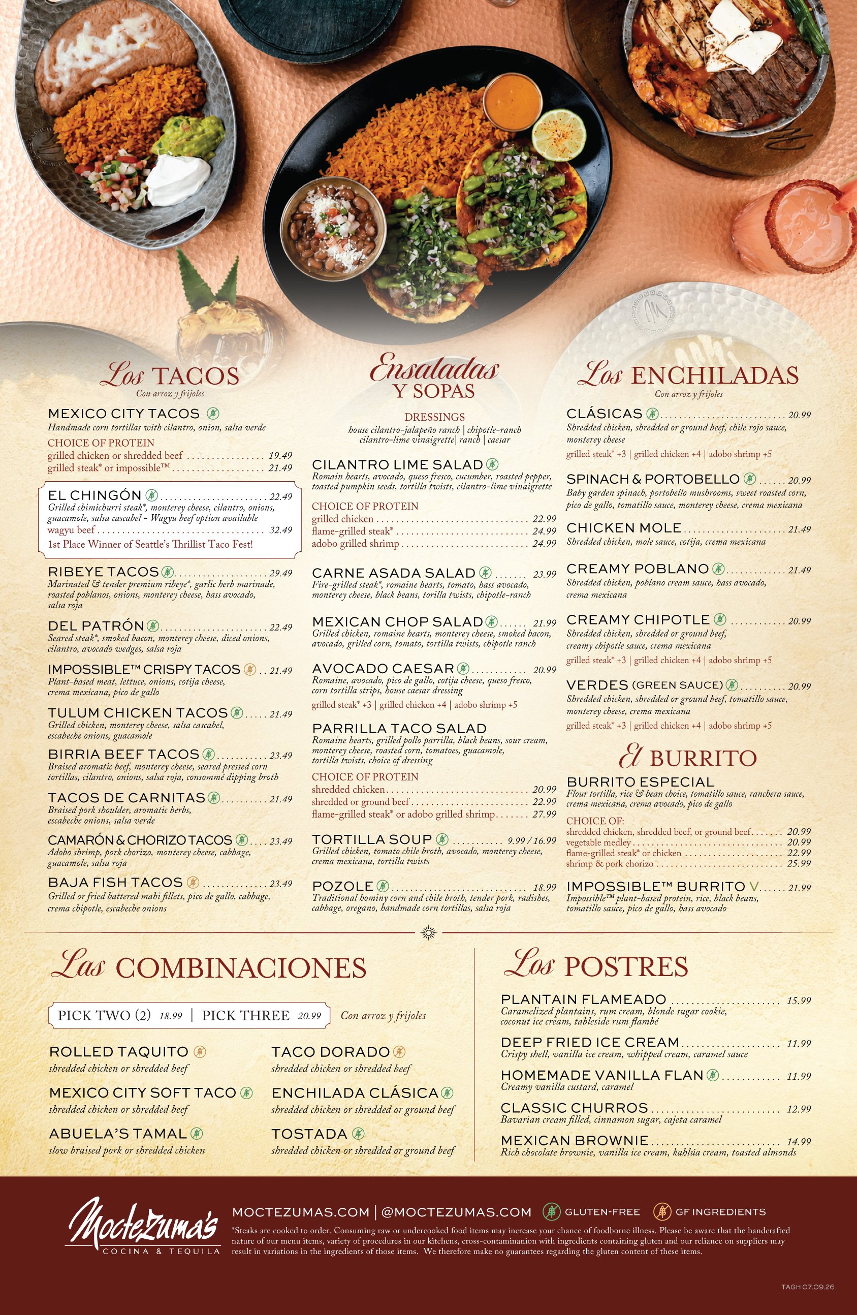 Moctezumas Menu