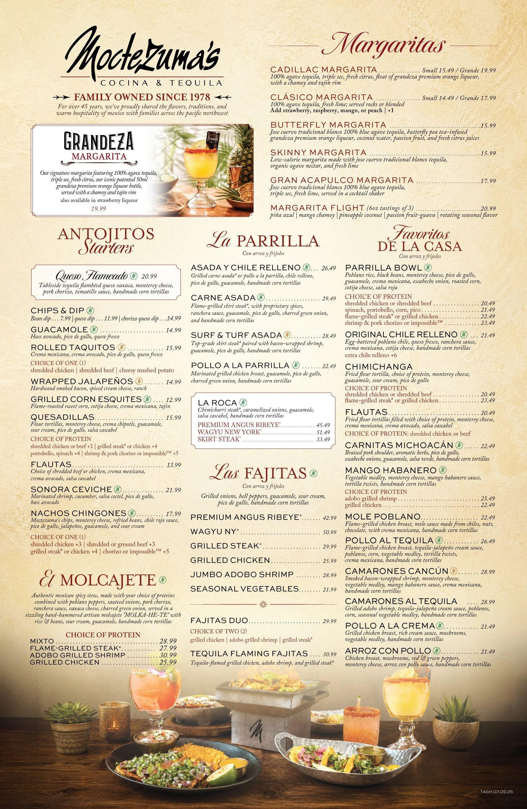 Moctezumas Menu