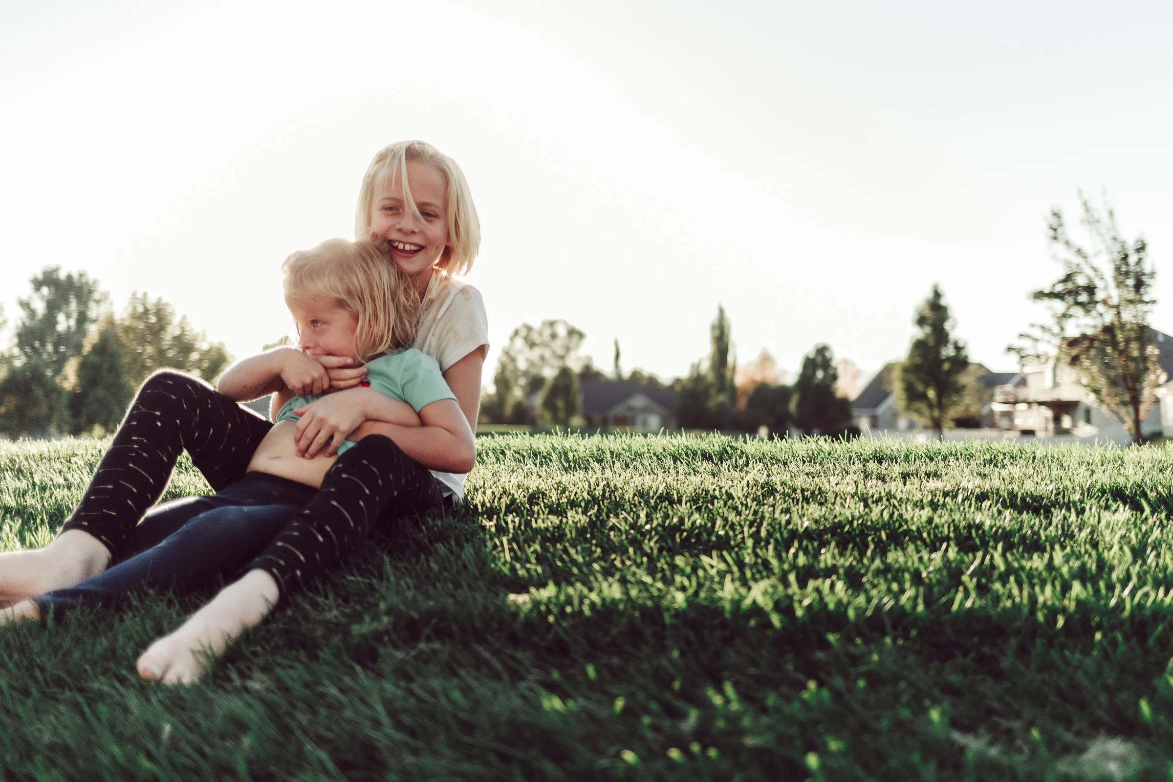 While I was meeting a friend to walk dogs (again), my girls were out playing at the park just before golden hour. Luckily I had my camera handy, of course, and got some cute shots of them together. (Apparently, I hardly saw my teenage boys on this day!)