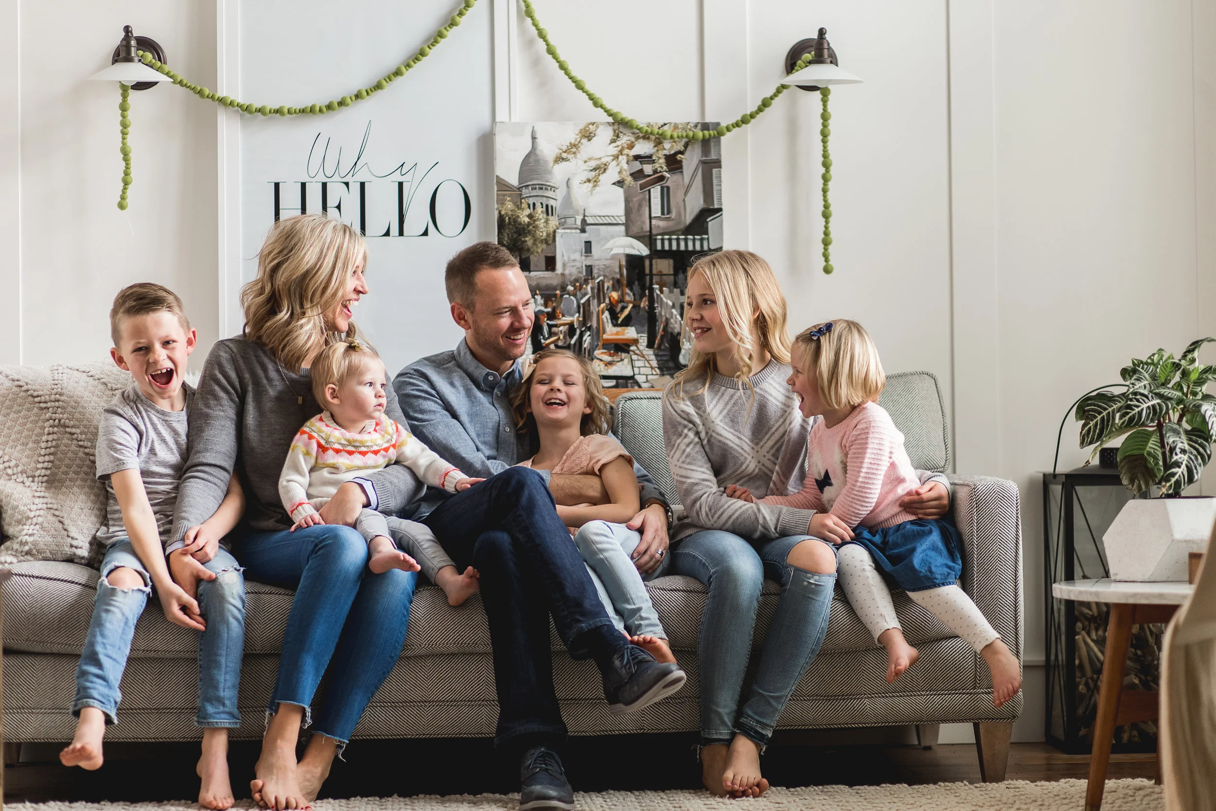 Family on couch