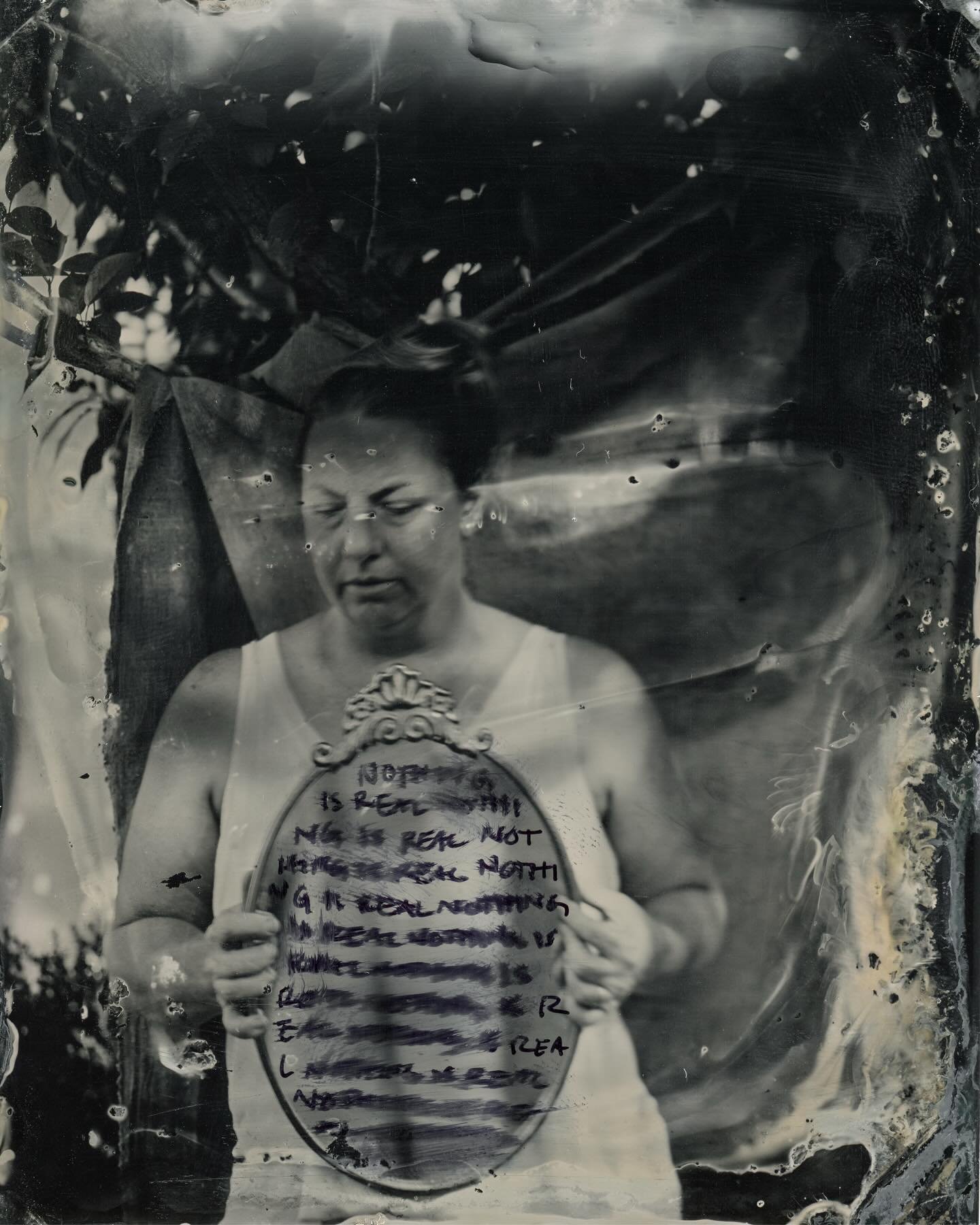 Listen, I spent the morning developing and scanning some other self portraits, but this tintype felt much more spooky for today. So here we are. Inspiration for this one ranges from The Beatles, to Jean Paul Basquiat, and Francesca Woodman. Also a li