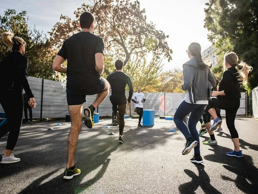 Outdoor group fitness workout