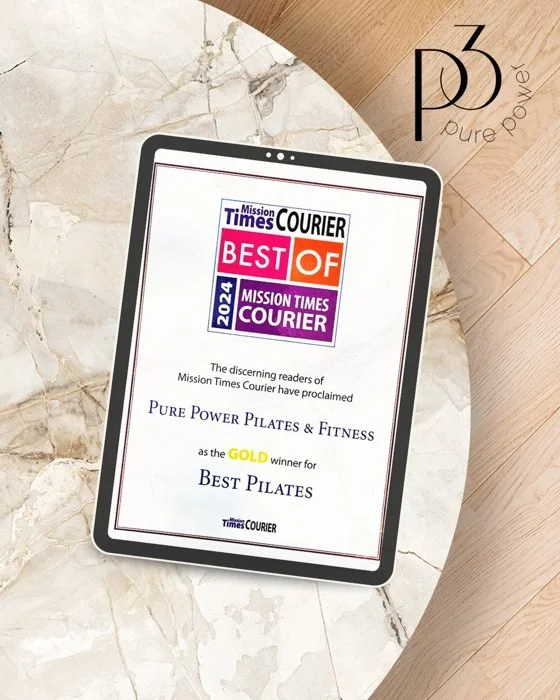 Mission Times Courier Best of 2024 Gold winner certificate for Best Pilates