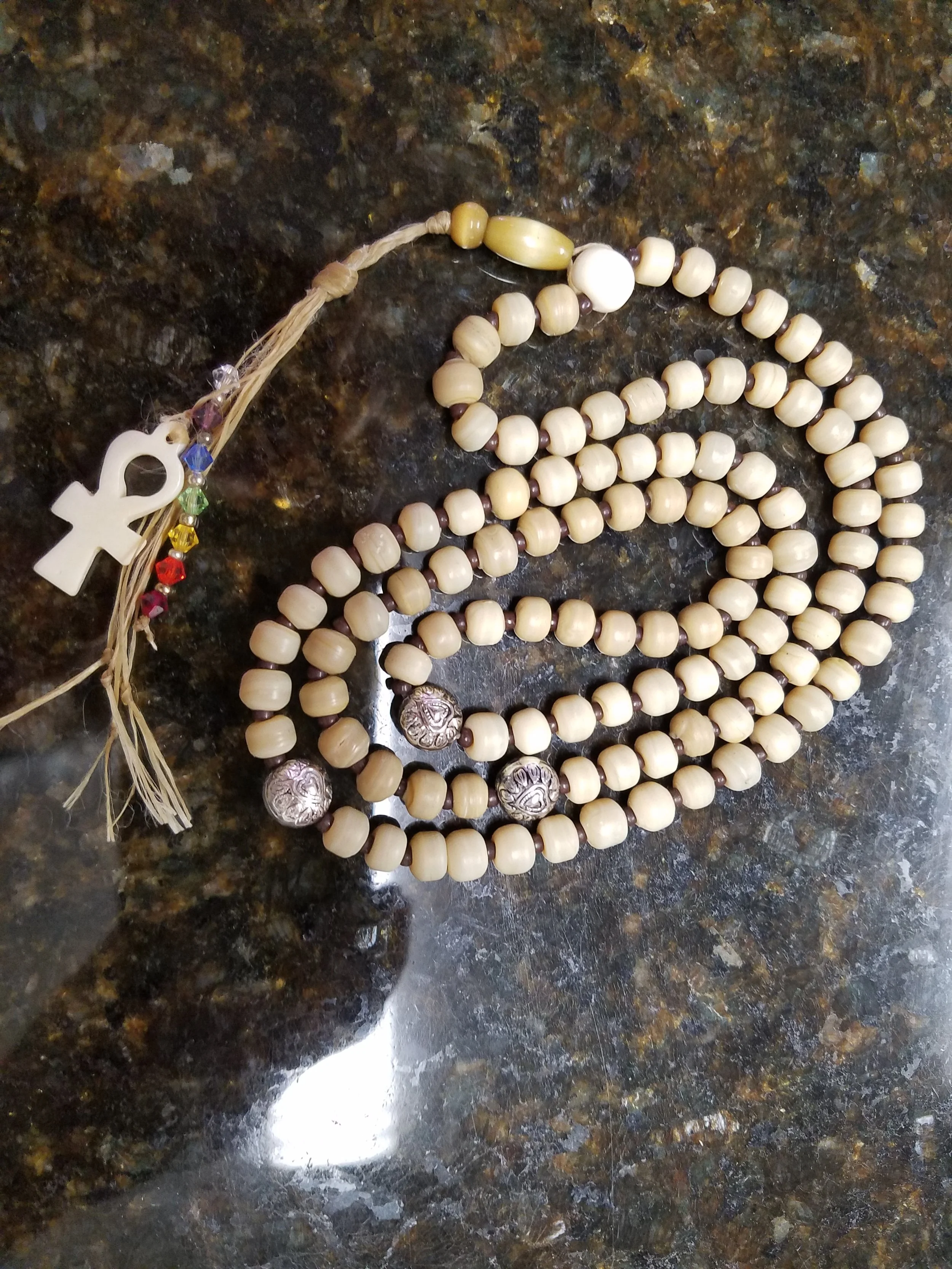 Bone-Colored Glass Mala