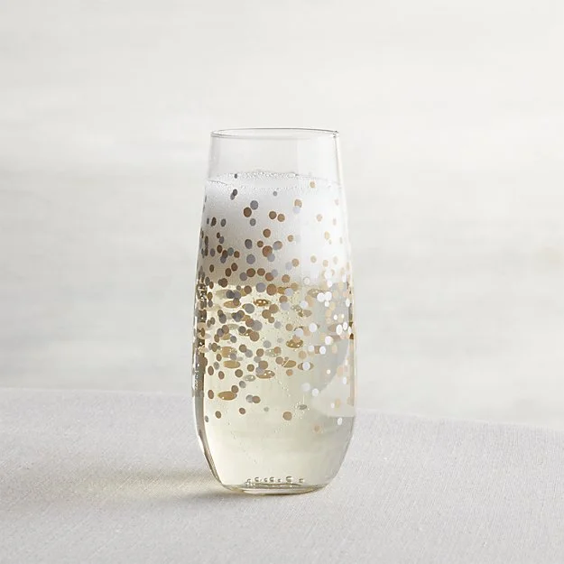 Champagne Flutes. I love these festive and fun flutes from Crate &amp; Barrel! At 4.95 each, they won't break the bank for a small party.