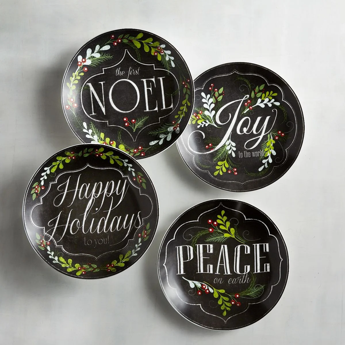 Salad Plates. For fun, choose one item with Christmas phrases on them. These beautiful salad plates will do the trick, they’ll fill your guest with holiday cheer.