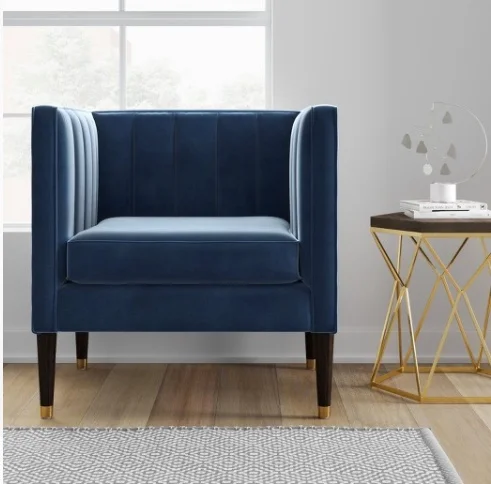 Sorioano Square Arm Channel Tufted Chair - $249.99 Available in blush, nav, grey and linen.