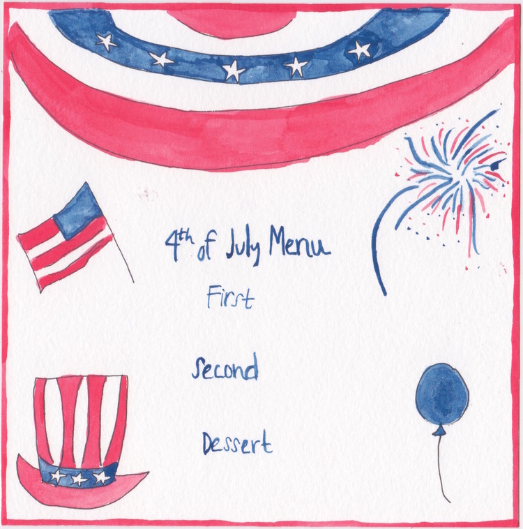 4th of July Menu Template, painted by Chefanie