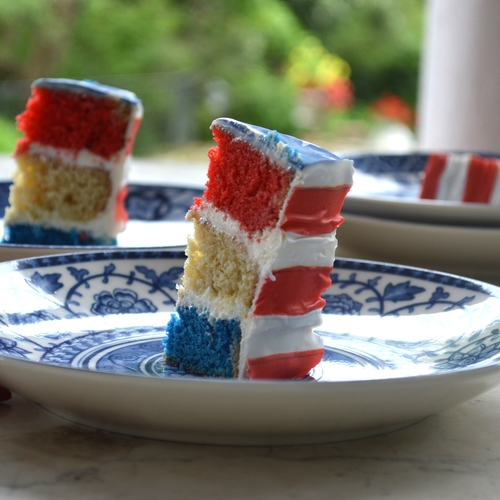 Red, White, and Blue Stripe Cake  with  Flag Chefanie Sheets