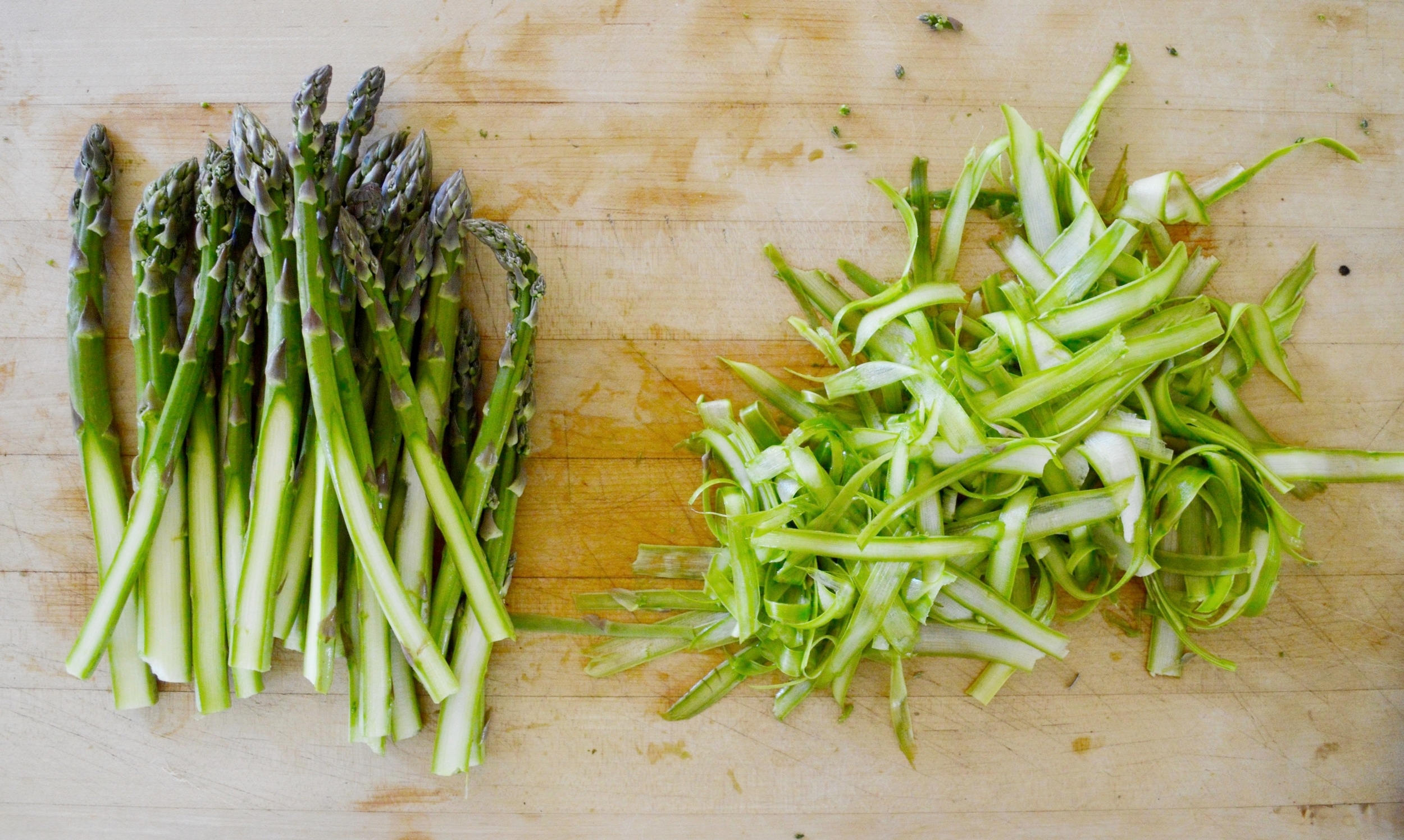 Ribboned asparagus for garnish 