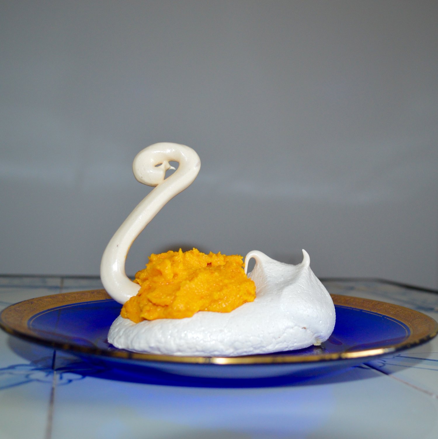 meringue swan carrot puree chefanie stephanie nass