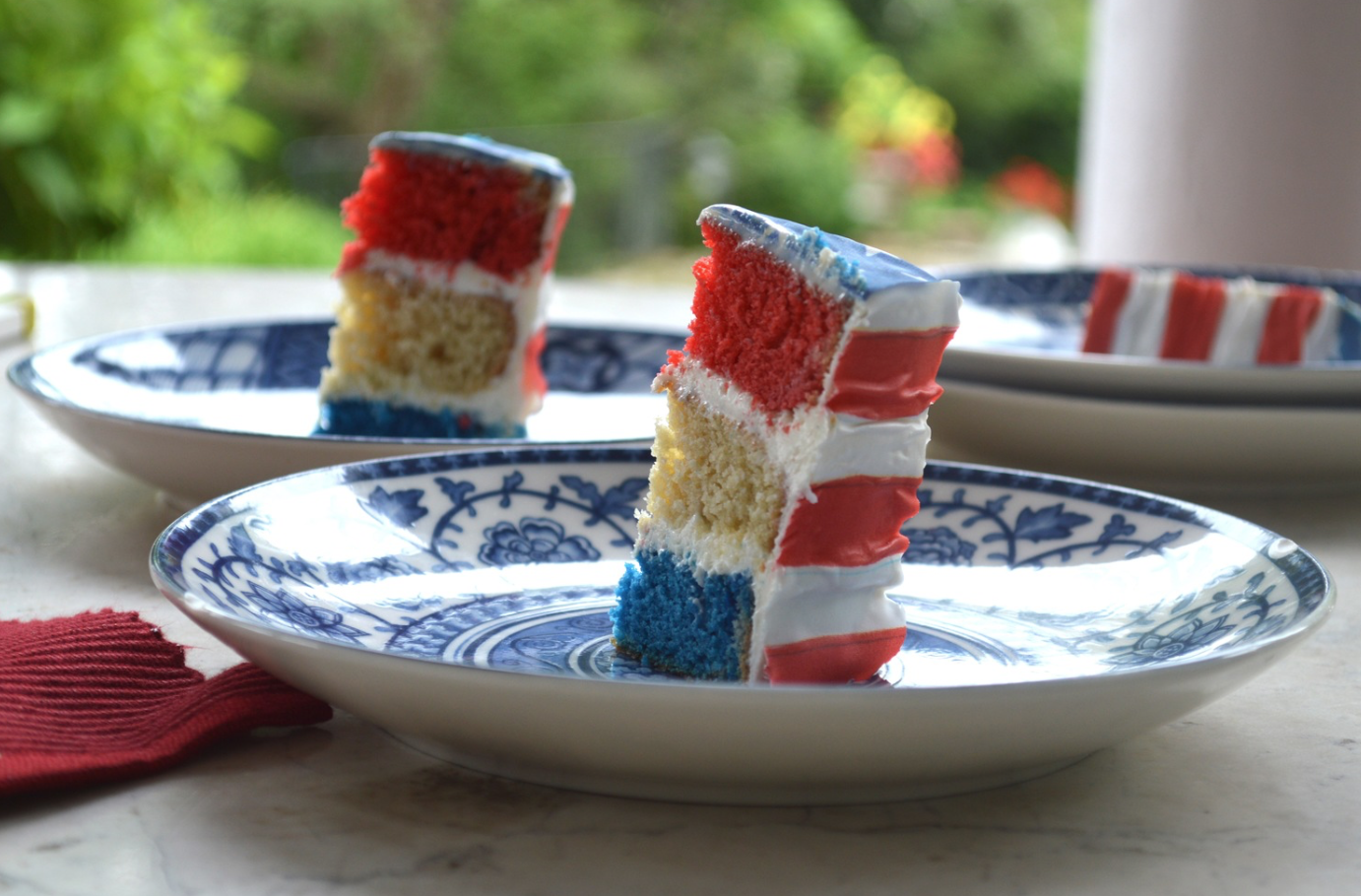 red white and blue cake