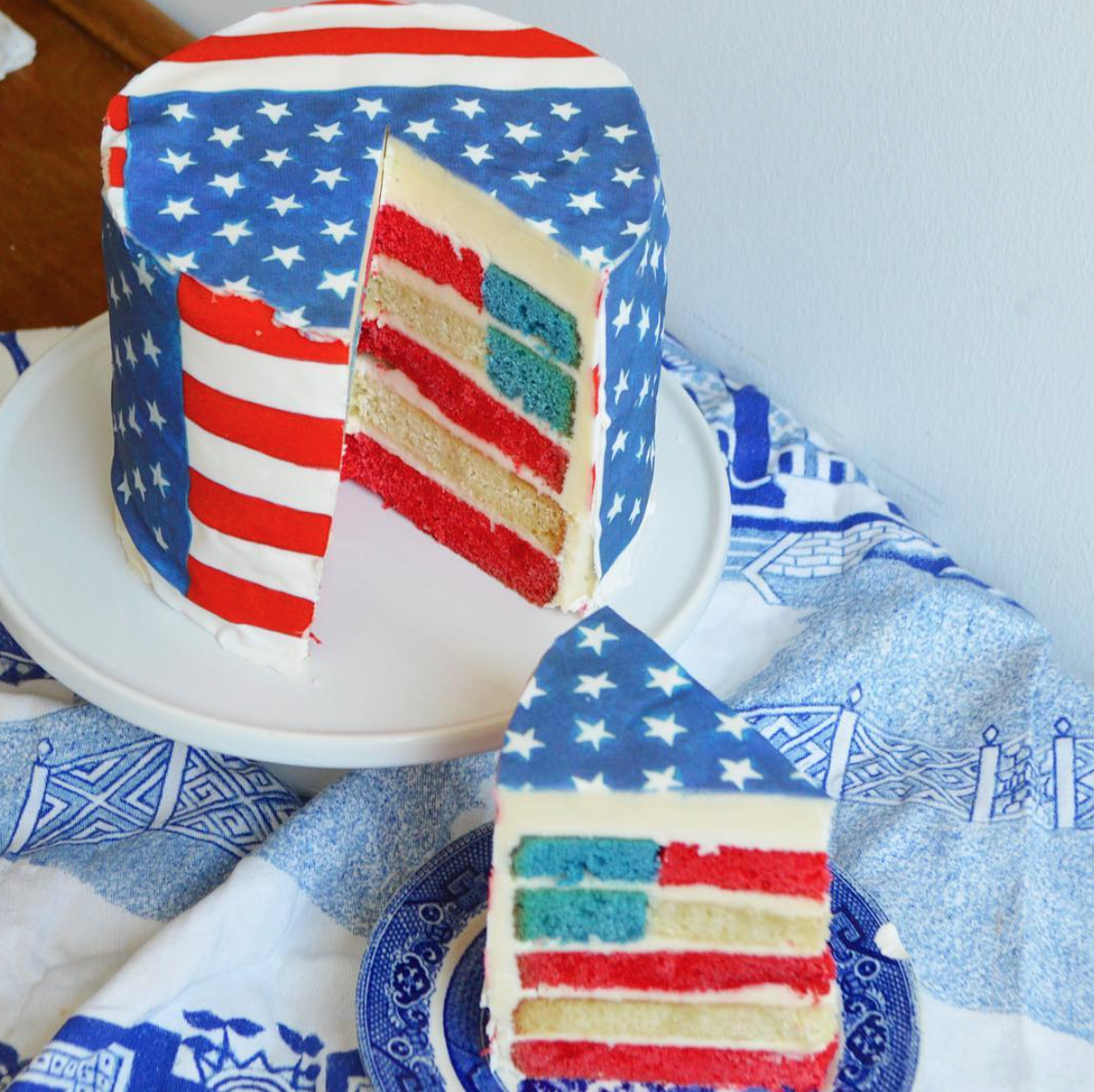 American Flag cake  with  Flag Chefanie Sheets .