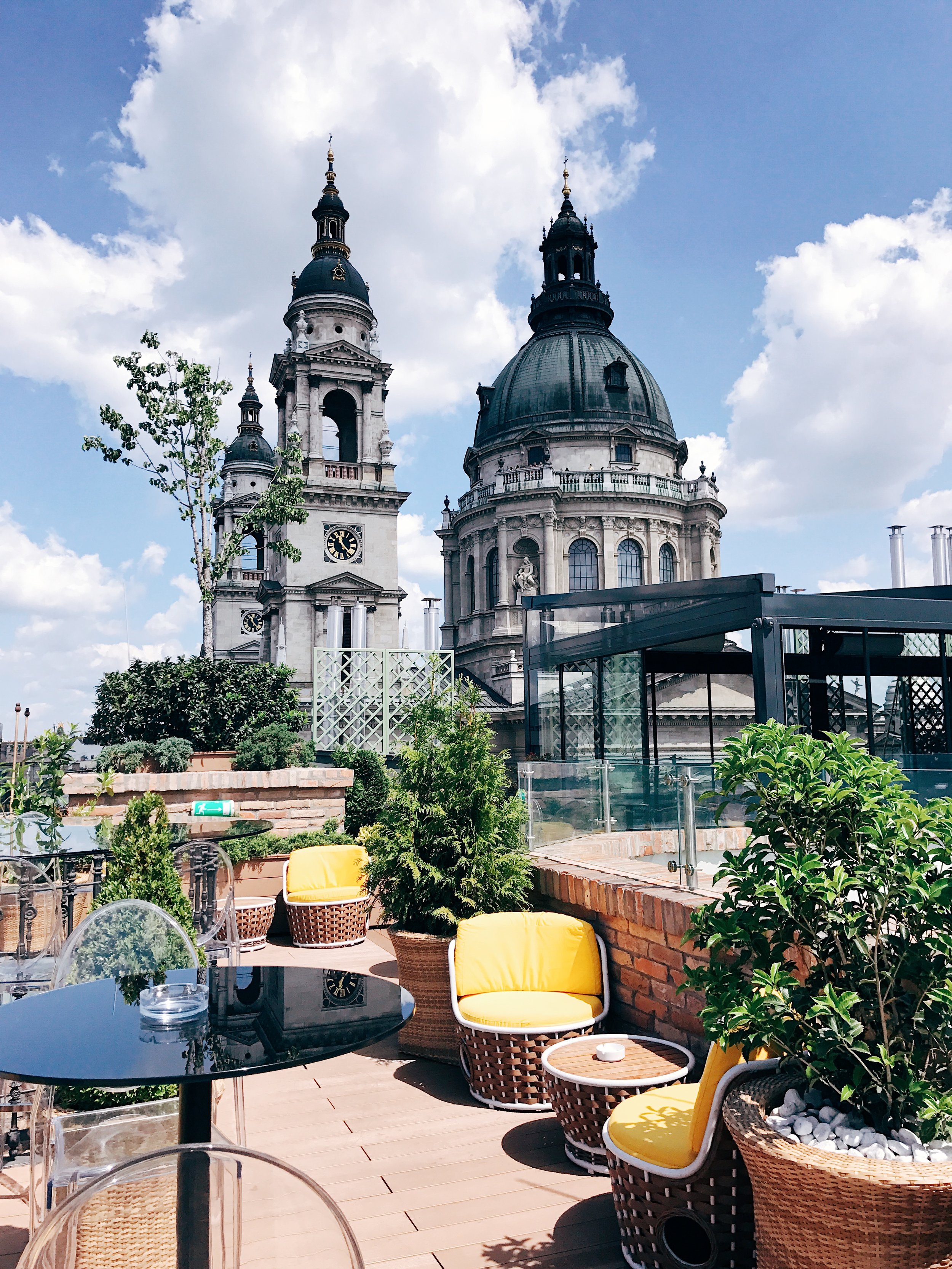 The view of St. Stephen's Basilica from the Aria Hotel rooftop
