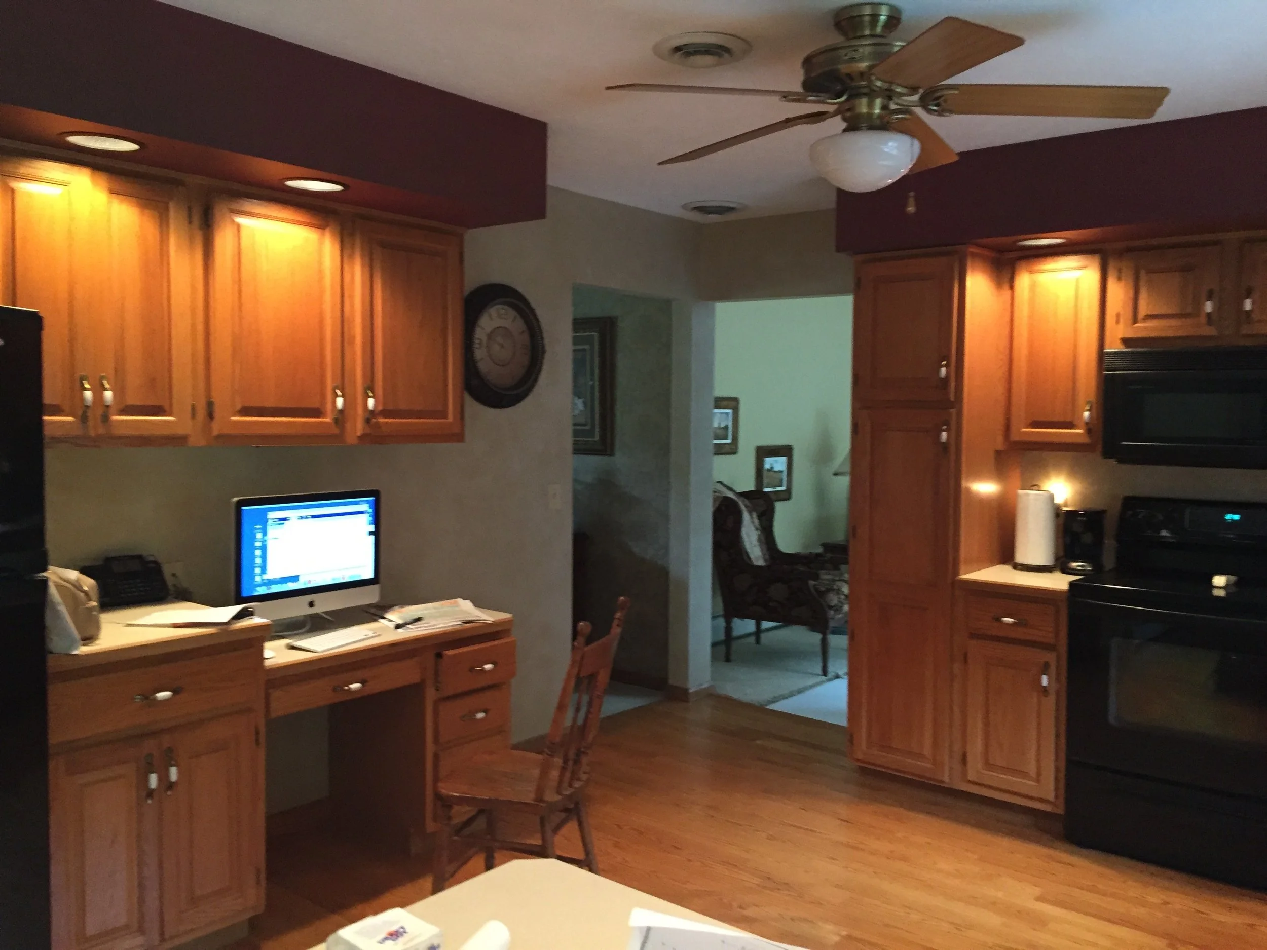 View of wall were new refrigerator is located and opening that was closed to enlarge kitchen area.