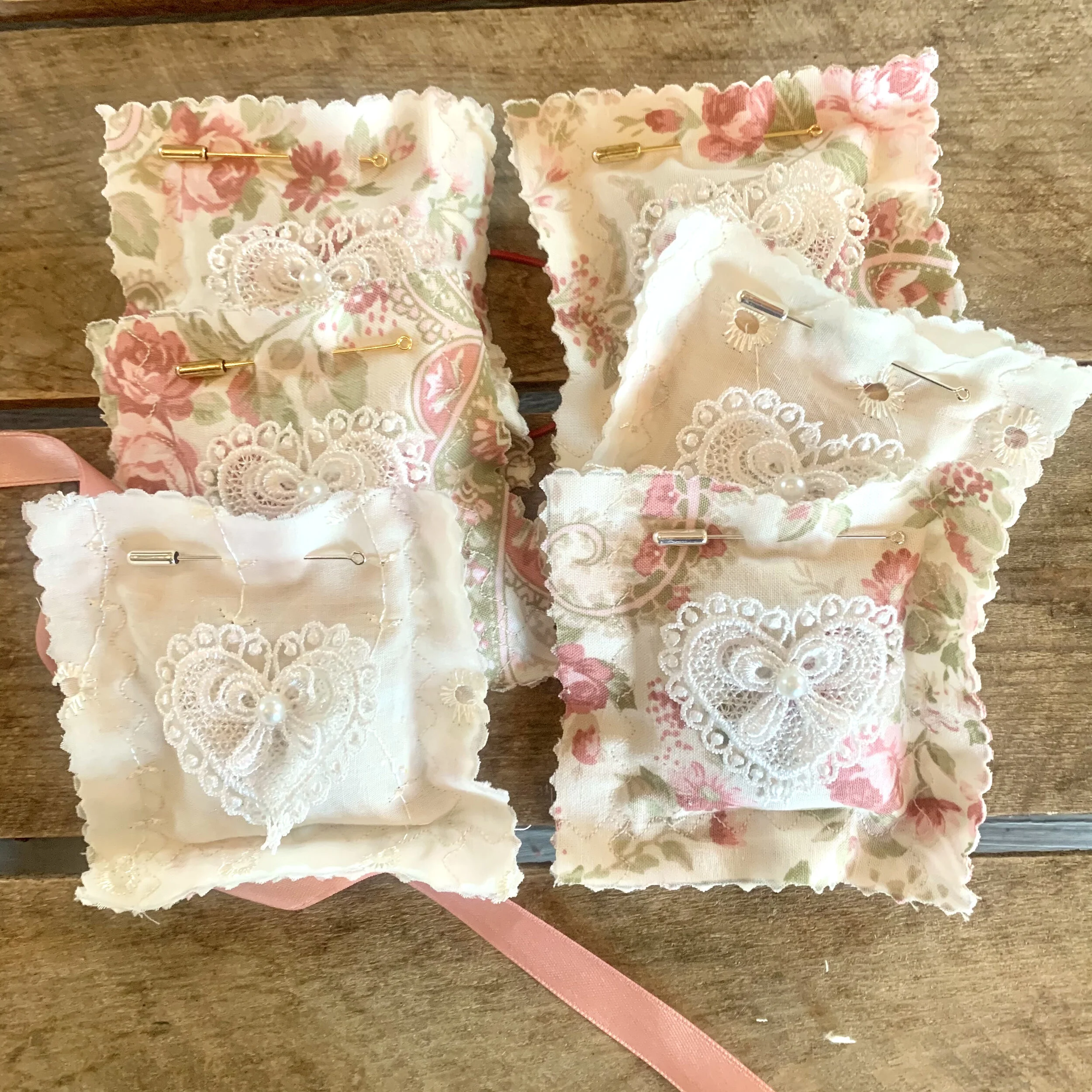 Pink Victorian Hearts- Scented Sachets.