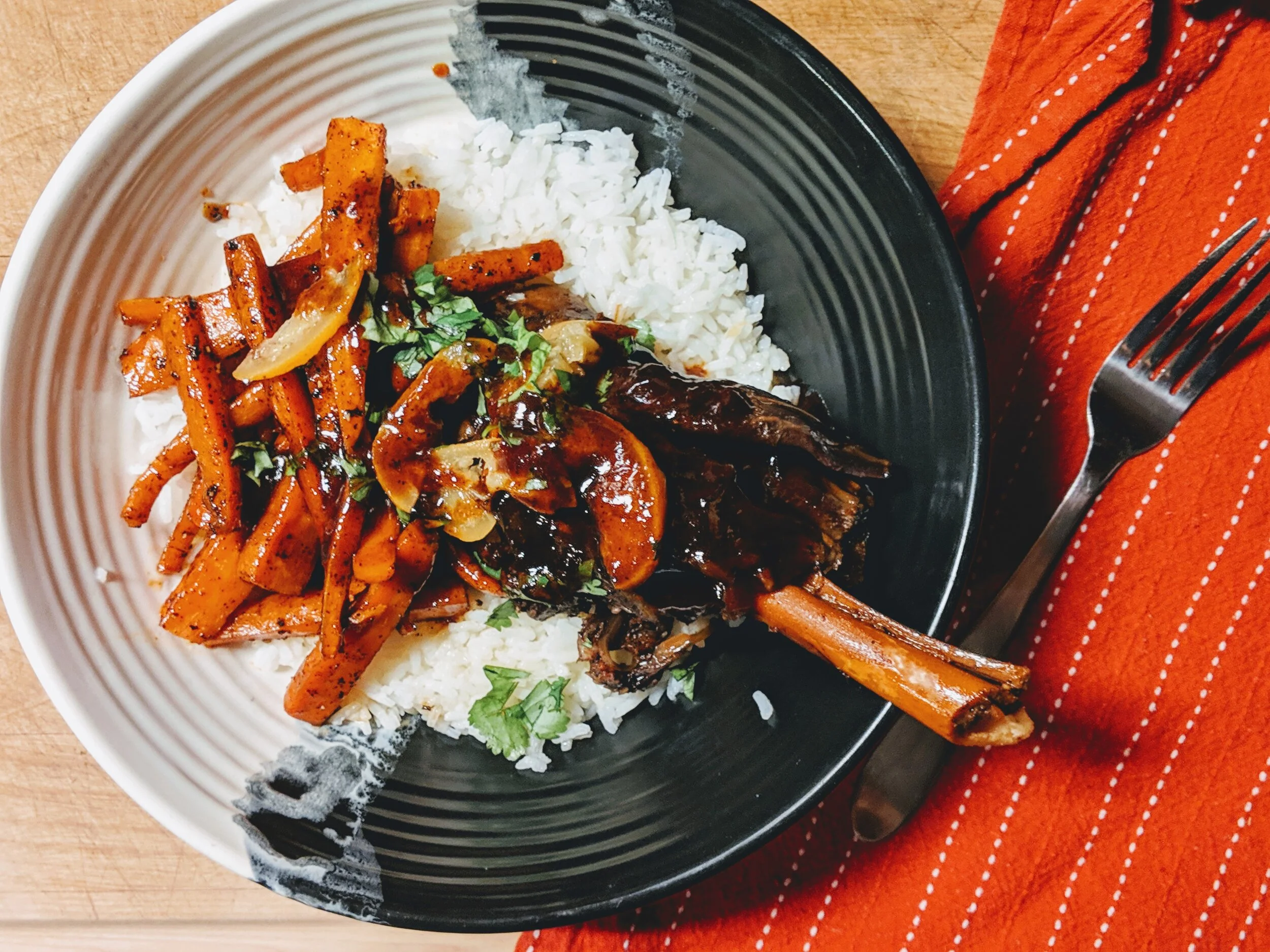 Balsamic Venison Shanks With Glazed Carrots