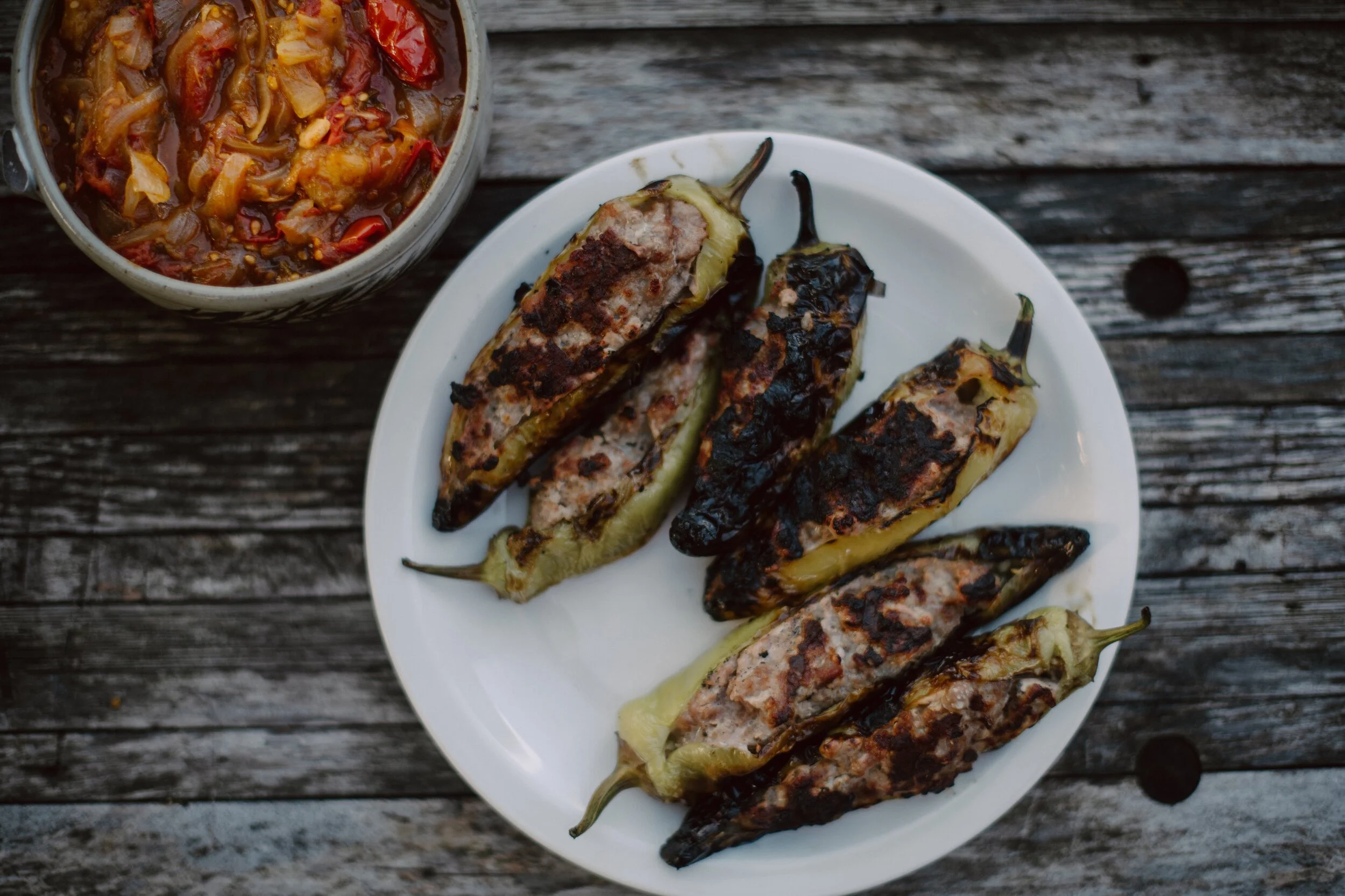 Stuffed Hot Peppers With Tomato Onion Jam