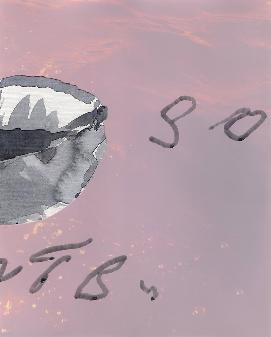 untitled, acrylic and collage on silver gelatin print, 10 x 8 inches, 2018