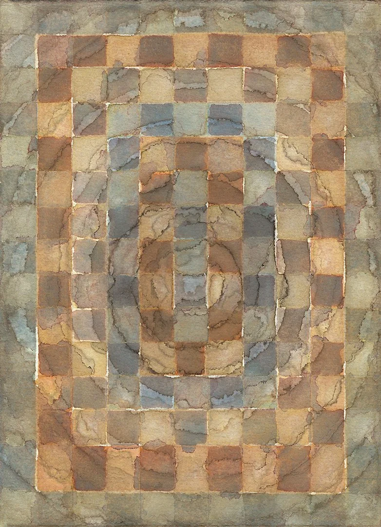 remembering accardo tackle #36, walnut ink, gouache, and acrylic on paper, 7.5 x 5.5 inches inches, 2020