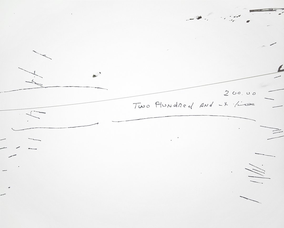 Two HuNdRed AND, acrylic on pigment inkjet print, 30 x 37.5 inches, 2018
