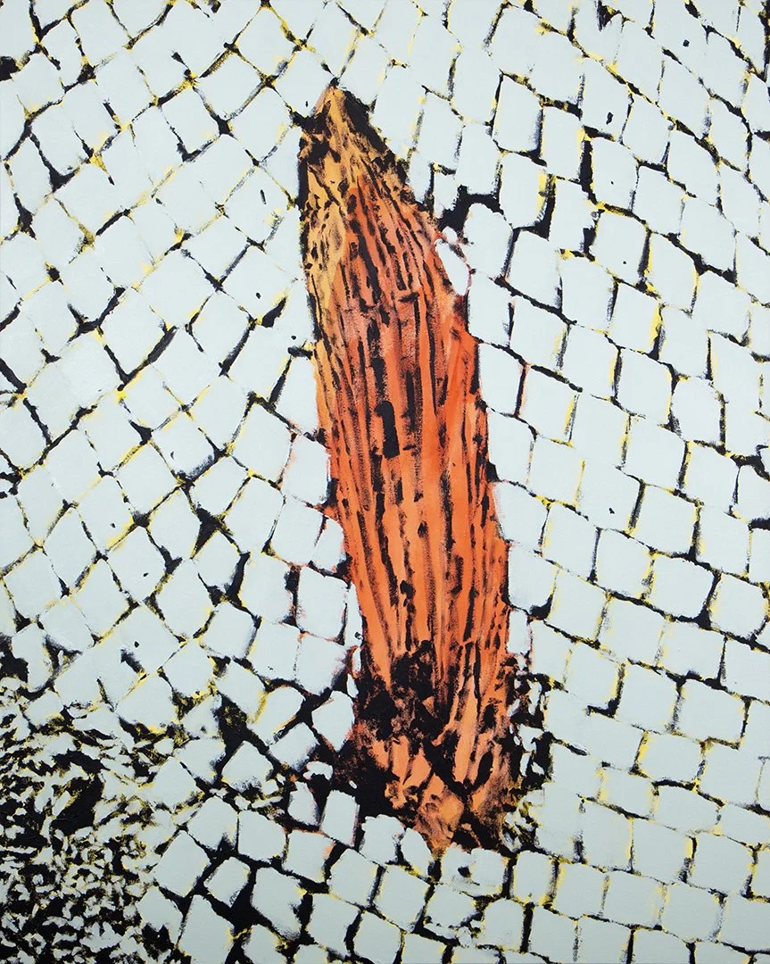 alligator gar fin, acrylic on canvas, 48 x 38 inches, 2022