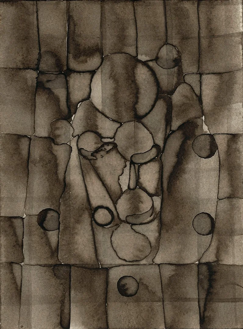 remembering accardo tackle #51, walnut ink and acrylic on paper, 7.5 x 5.5 inches, 2020