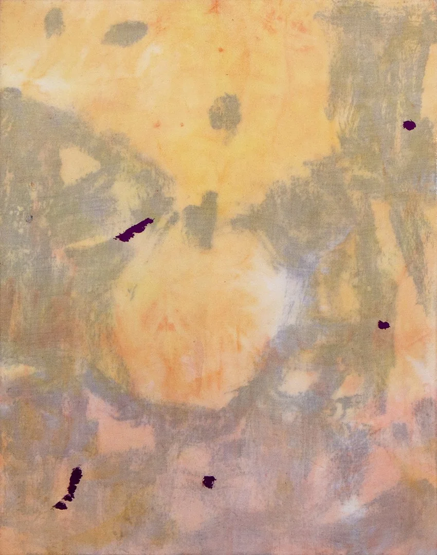 untitled, acrylic and bed sheet on canvas on panel, 14 x 11 inches, 2025