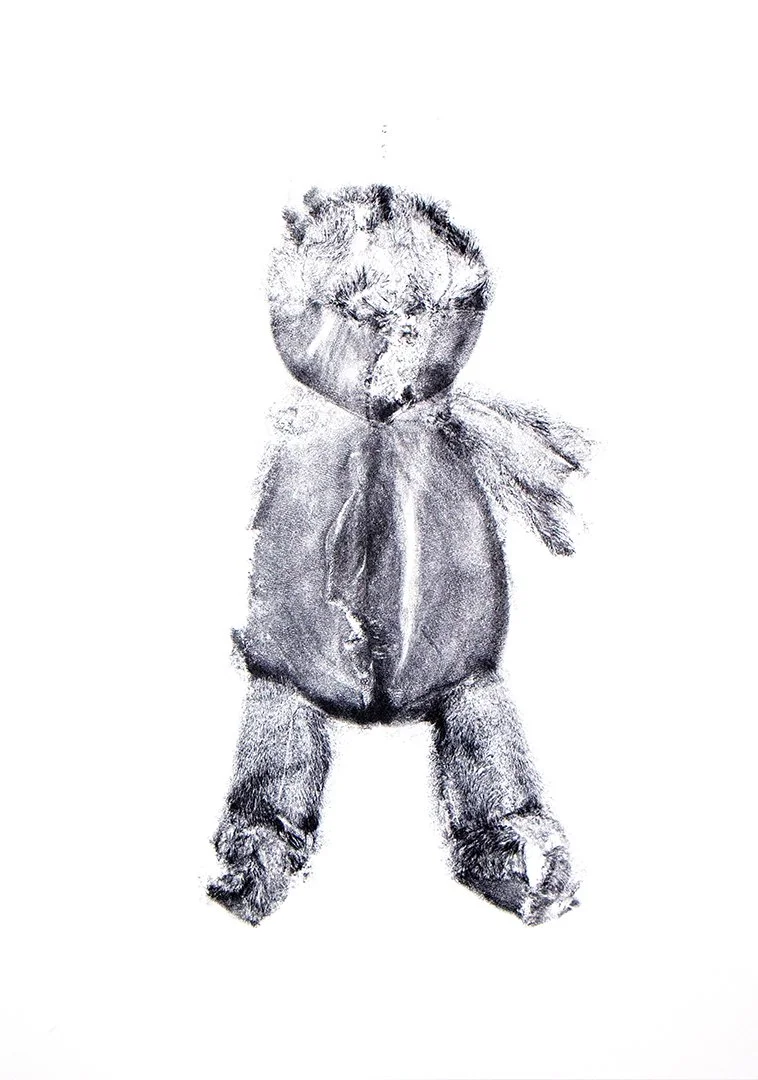 teddy bear, monoprint, 25 x 17.75 inches, 2025