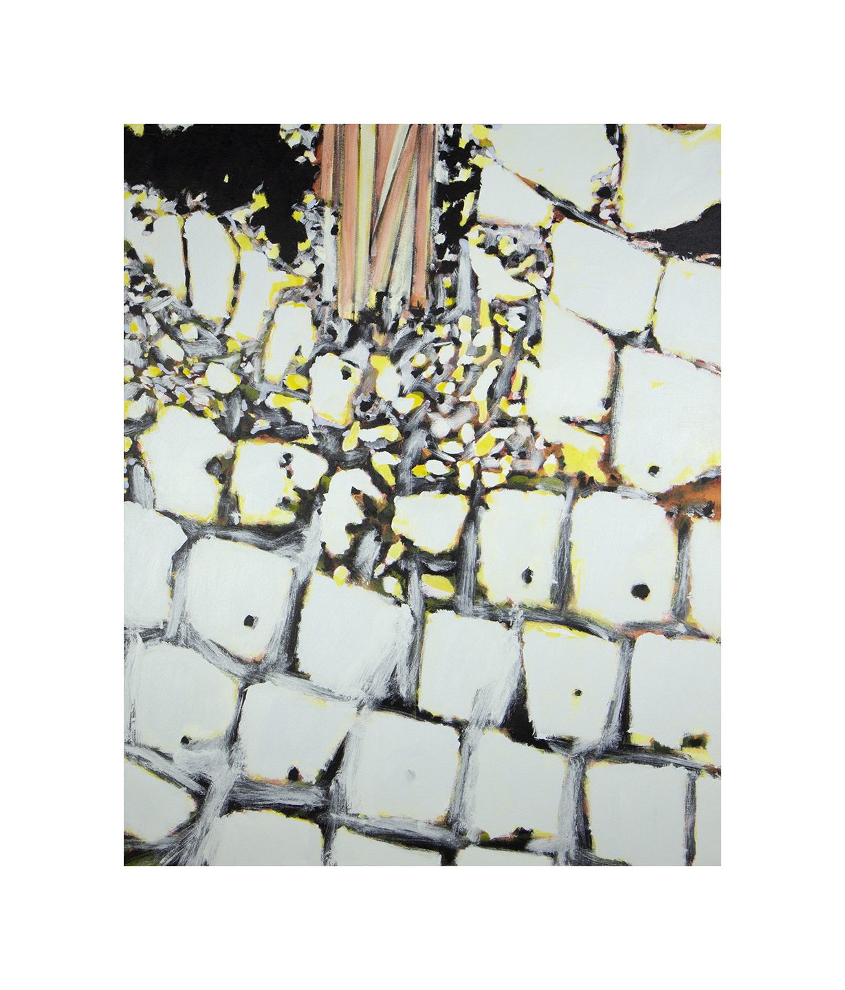 blue flowers talking, acrylic on canvas, 47 x 37 inches, 2022