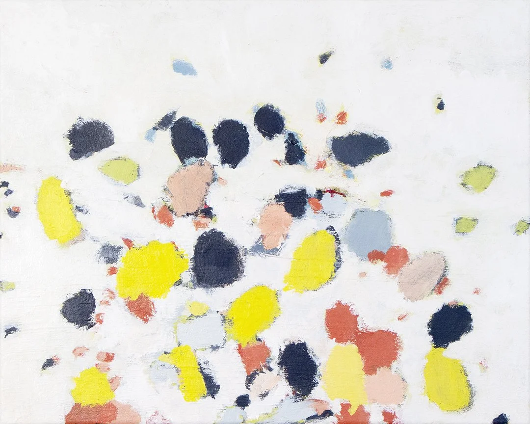 garlic bloom (polka dots on this one), acrylic on canvas, 16 x 20 inches, 2022