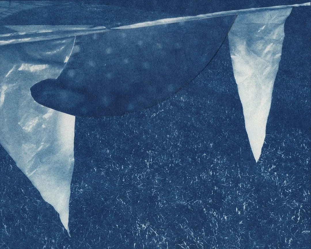 untitled, collage on cyanotype, 4 x 5 inches, 2020